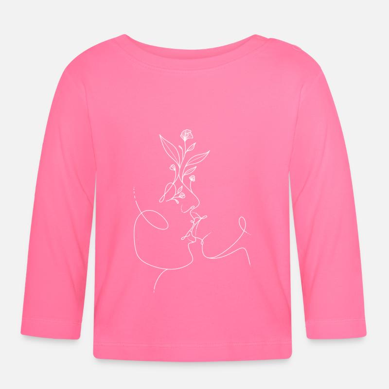 Bacio di una riga - Maglietta a manica lunga ecologico per bambini - azalea