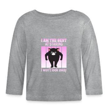 Starrende Katze - Katzen Starren - Baby Bio-Langarmshirt - Grau meliert - Vorne
