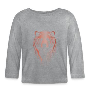 Großer Braunbär - Baby Bio-Langarmshirt - Grau meliert - Vorne