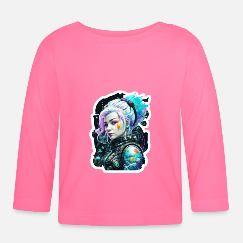 Astronaute de l’espace sirène princesse de glace - T-shirt manches longues bio Bébé - rose azalée