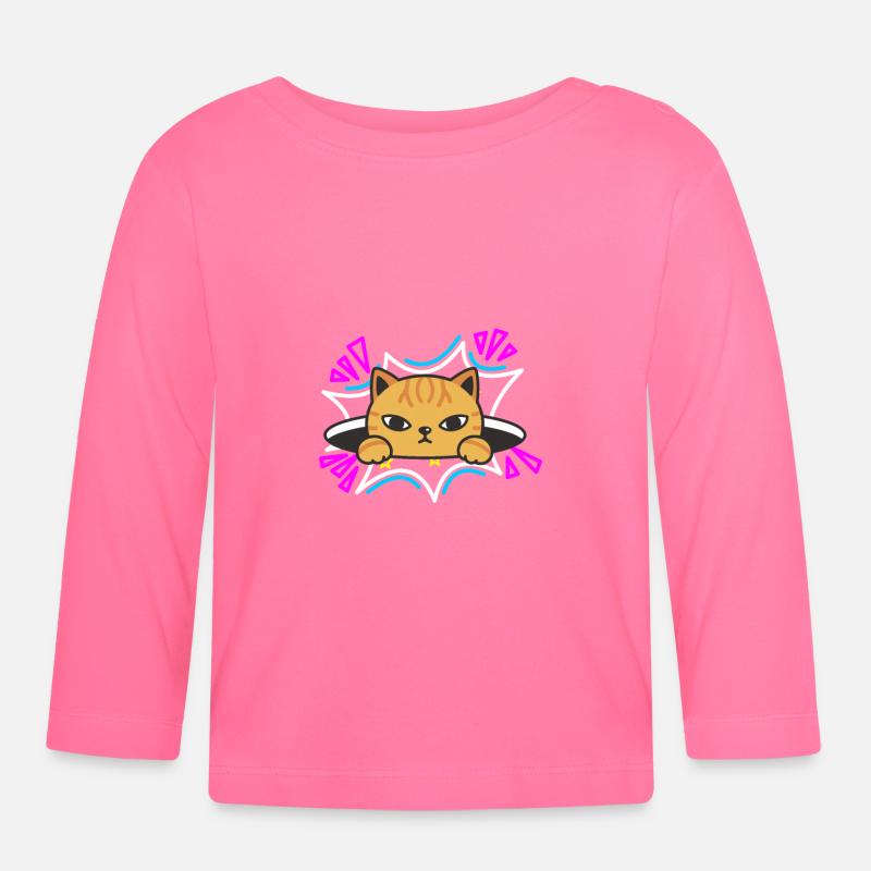 Cat 90s - T-shirt manches longues bio Bébé - rose azalée