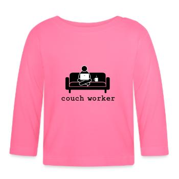 couch worker in Deinen zwei Wunschfarben - Baby Bio-Langarmshirt - Azalea - Vorne