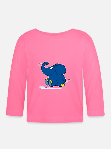 Der Elefant - sitzend - Baby Bio-Langarmshirt - Azalea