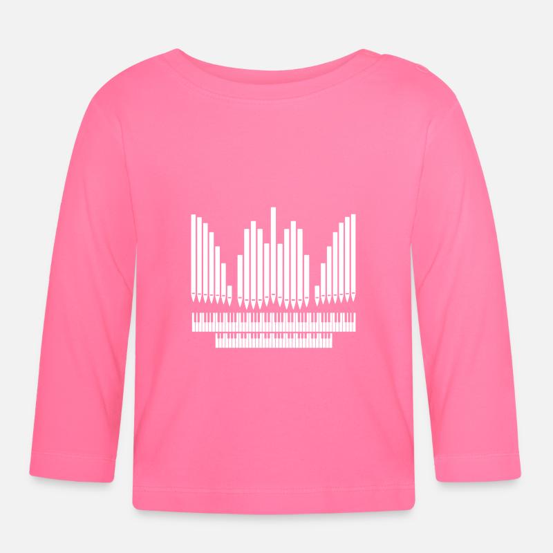 Orgue avec conception de clavier - T-shirt manches longues bio Bébé - rose azalée