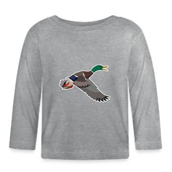 Motif colvert - T-shirt manches longues bio Bébé - gris chiné - Devant