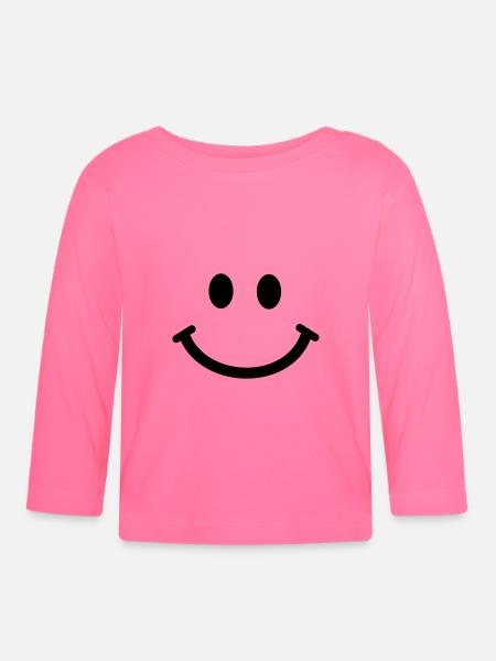 Glücklicher Smiley - Baby Bio-Langarmshirt - Azalea