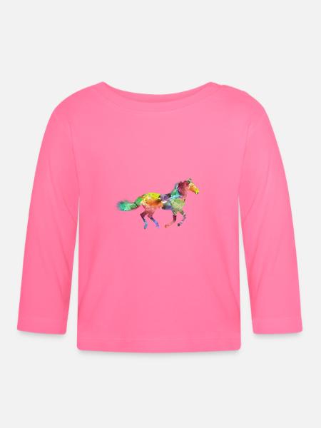 Buntes Pferd Geschenkidee Pferdchen - Baby Bio-Langarmshirt - Azalea