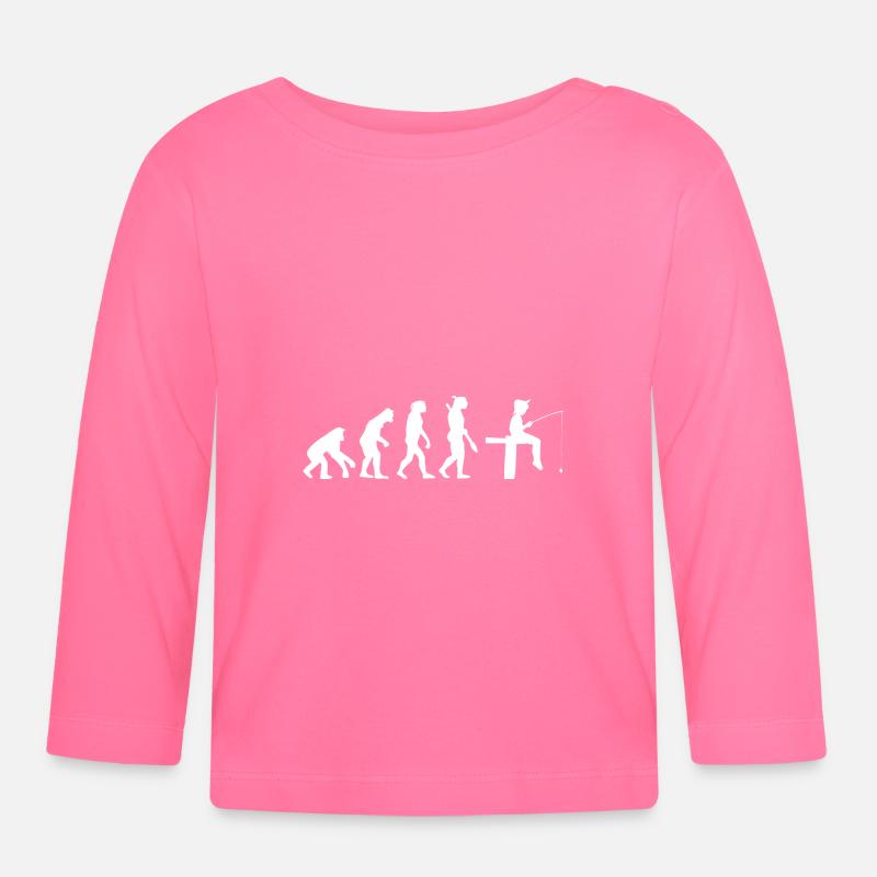 Cadeau évolution de pêche enfant - T-shirt manches longues bio Bébé - rose azalée
