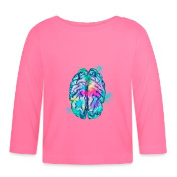 Brain Low Poly Colorful - Organic Baby Long Sleeve T-Shirt - azalea - Front