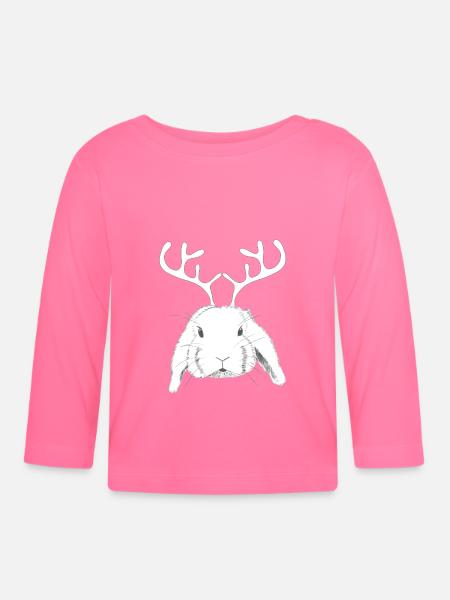 Rentier Widder Kaninchen - Baby Bio-Langarmshirt - Azalea