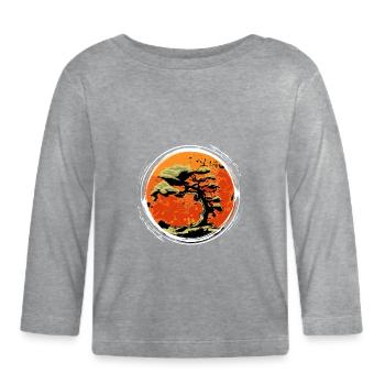 Yin Yang Bonsai Baum Japan Buddha Zen Geschenk - Baby Bio-Langarmshirt - Grau meliert - Vorne