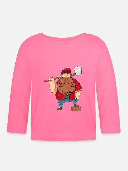 Holzfäller Comic - Baby Bio-Langarmshirt - Azalea