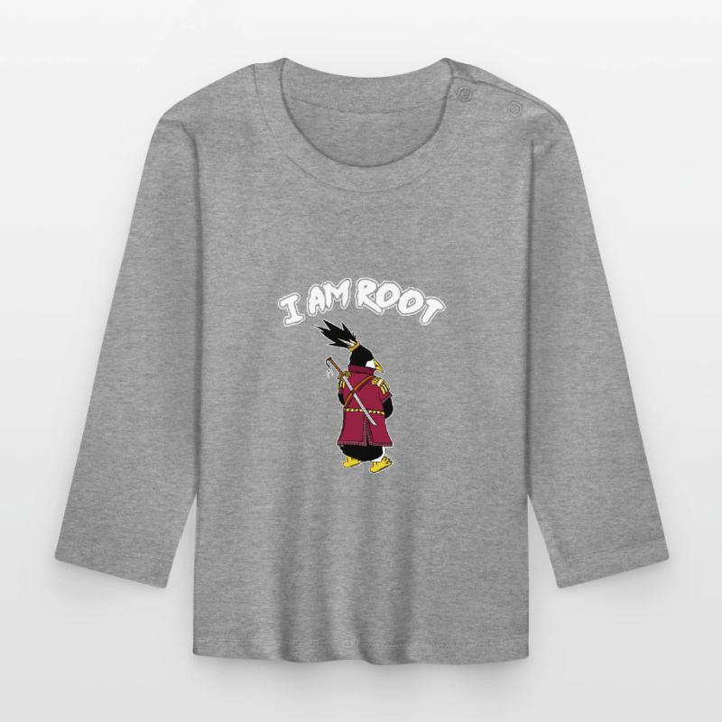 Linux Pingouin I Am Root Geeks Geeks Nerd Computer Ninja T-shirt manches longues bio Bébé