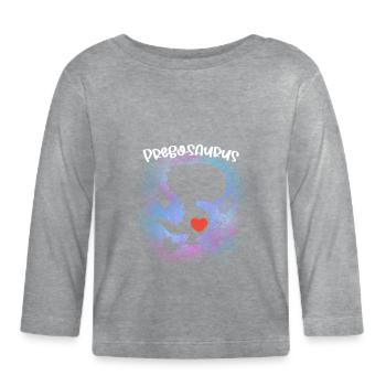 Pregosaurus Pregnancy Announcement - Organic Baby Long Sleeve T-Shirt - heather grey - Front