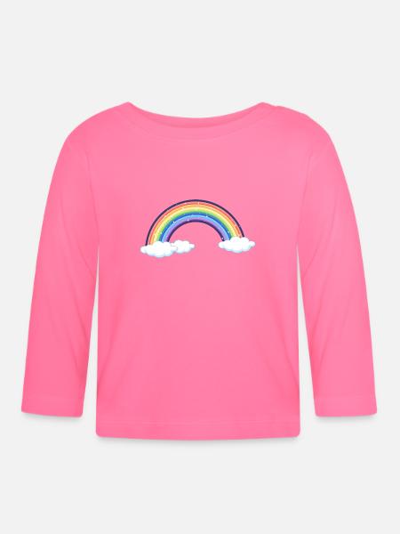 Vibrant Rainbow Over Clouds - Organic Baby Long Sleeve T-Shirt - azalea