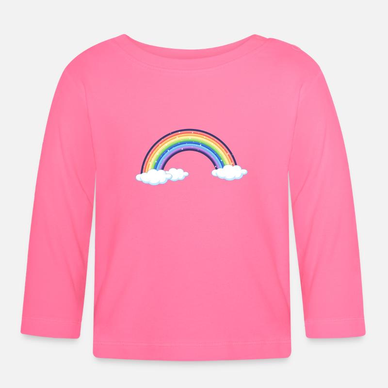 Arc-en-ciel vibrant sur les nuages - T-shirt manches longues bio Bébé - rose azalée
