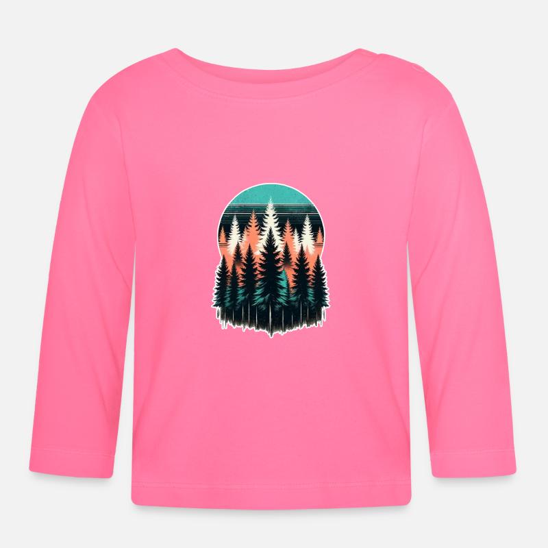 Waldlicht Abendrot - Baby Bio-Langarmshirt - Azalea