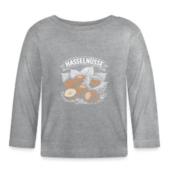 Haselnuss Vintage Illustration - Baby Bio-Langarmshirt - Grau meliert - Vorne