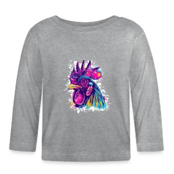 Rooster Art Graffiti - Organic Baby Long Sleeve T-Shirt - heather grey - Front