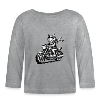 Conducteur de chat à moto avec des lunettes de soleil - T-shirt manches longues bio Bébé - gris chiné - Devant