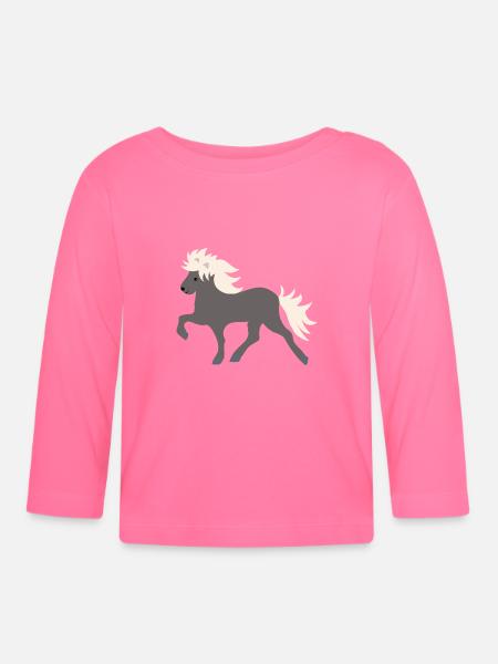 Windfarbenes Islandpferd - Baby Bio-Langarmshirt - Azalea