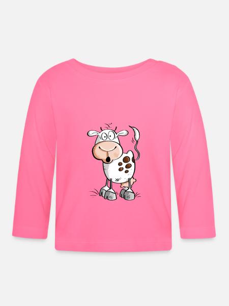 Witzige Comic Kuh - Kühe - Baby Bio-Langarmshirt - Azalea