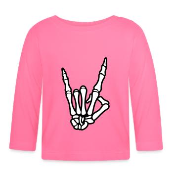 skull hand party symbol - Baby Bio-Langarmshirt - Azalea - Vorne