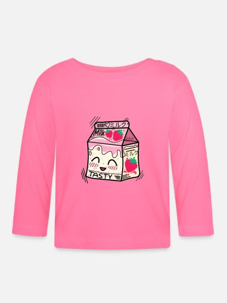 Kawaii Erdbeermilch - Baby Bio-Langarmshirt - Azalea