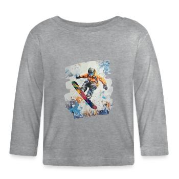 Snowboarder poudreuse - T-shirt manches longues bio Bébé - gris chiné - Devant