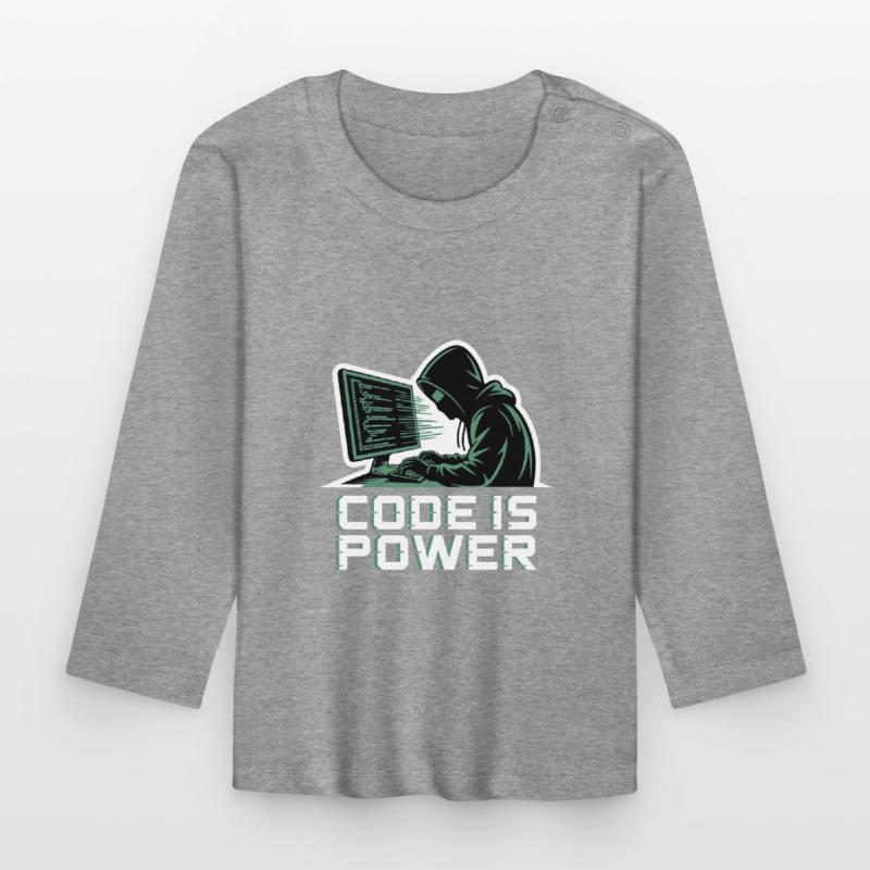 Cyber Hacker Code Infinity Design T-shirt manches longues bio Bébé