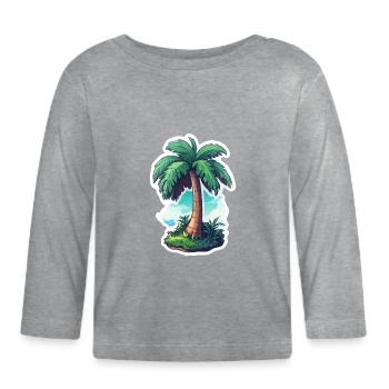 Palmier - T-shirt manches longues bio Bébé - gris chiné - Devant