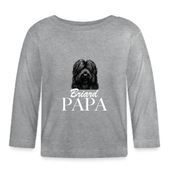 Briard Papa - Organic Baby Long Sleeve T-Shirt - heather grey - Front