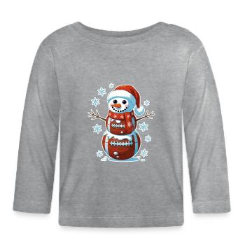 Basketball Snowman Stack - Organic Baby Long Sleeve T-Shirt - heather grey - Front