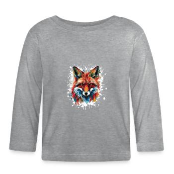 Watercolor Fox Head - Organic Baby Long Sleeve T-Shirt - heather grey - Front