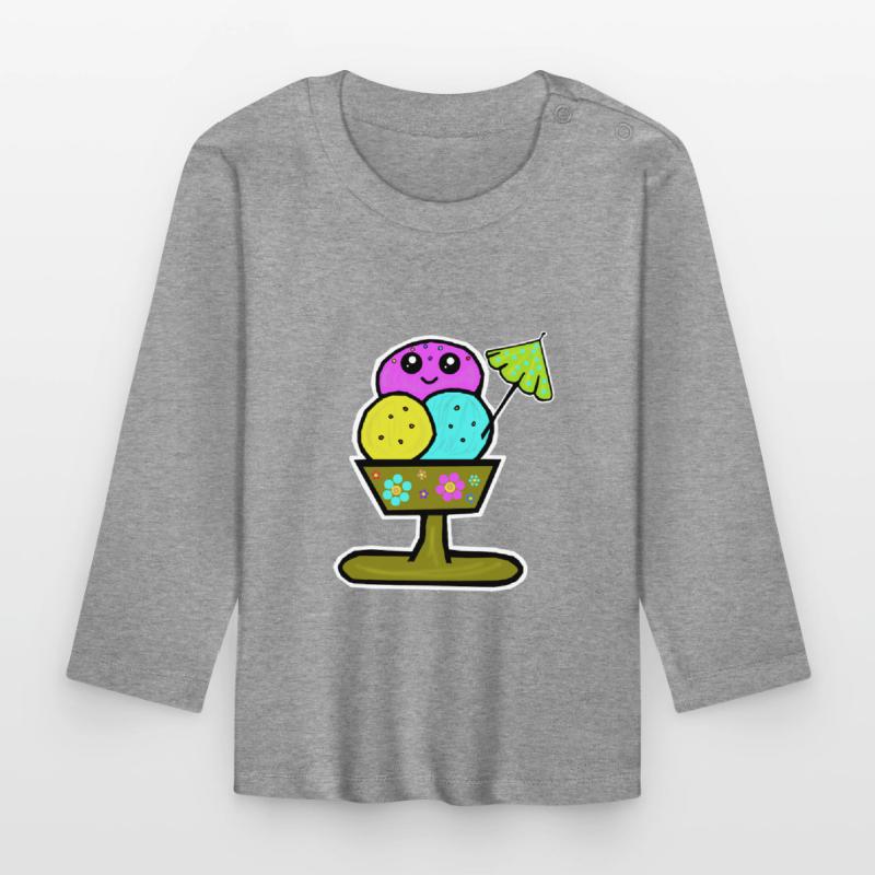 Bunter Eisbecher Eiscreme Eiskreme Eis Baby Bio-Langarmshirt