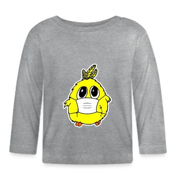 Chicken süßes Küken mit Mundschutz Maske Cutie - Baby Bio-Langarmshirt - Grau meliert - Vorne