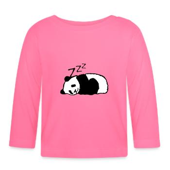 panda dort sieste dormir - T-shirt manches longues bio Bébé - rose azalée - Devant