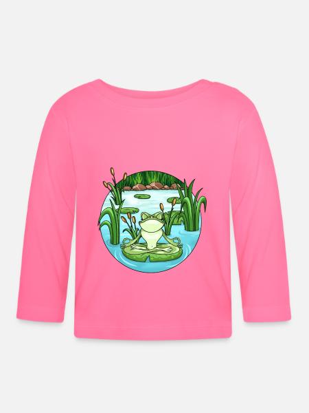 Yoga Frosch im Teich - Baby Bio-Langarmshirt - Azalea