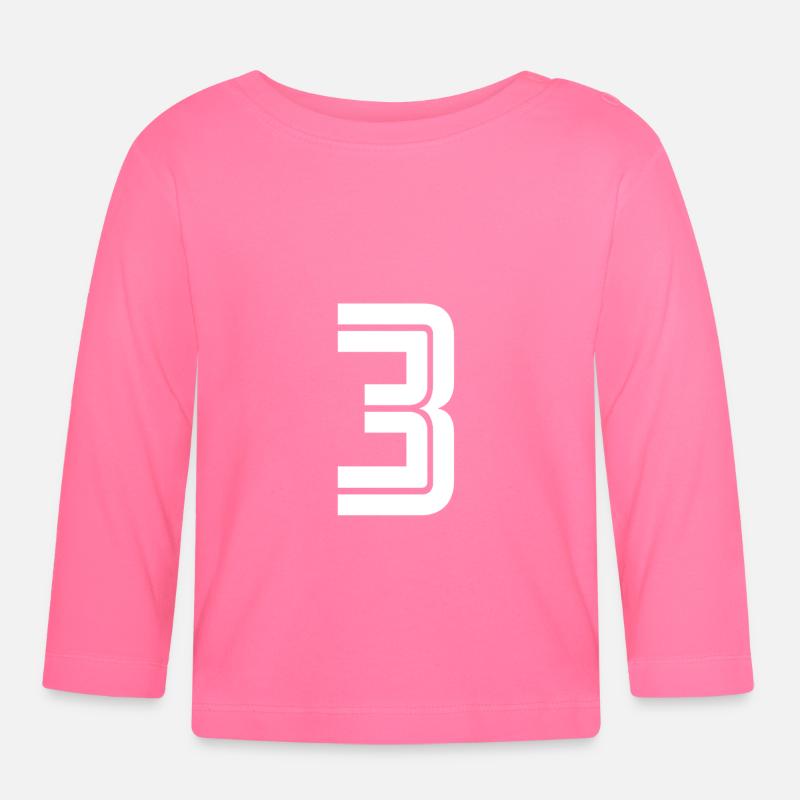 Maillot numéro 3 – Cadeau anniversaire 3 ans - T-shirt manches longues bio Bébé - rose azalée