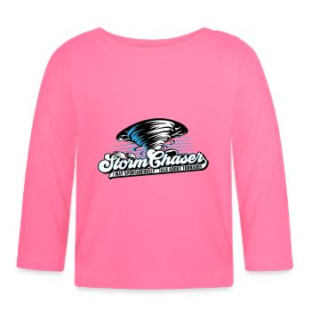 Les couleurs peuvent être modifiées | Storm Hunter Tornades Météo - T-shirt manches longues bio Bébé - rose azalée - Devant