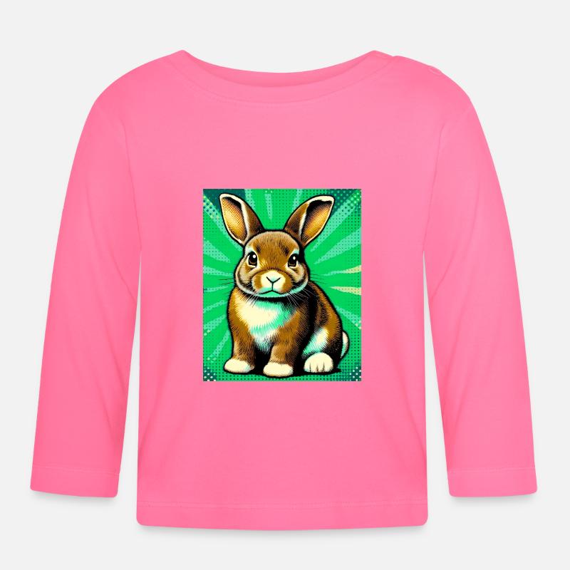 lapin - T-shirt manches longues bio Bébé - rose azalée