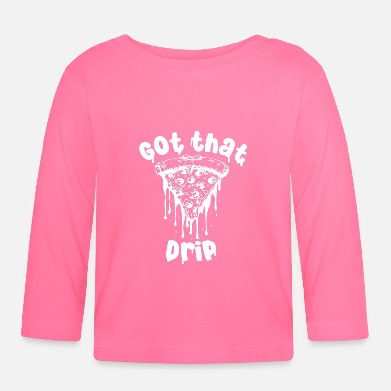 Dripping Pizza - Baby Bio-Langarmshirt - Azalea