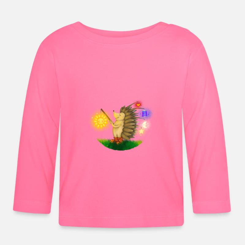 Lanterne hérisson Saint Martin - T-shirt manches longues bio Bébé - rose azalée