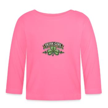 Emblème du trèfle irlandais - T-shirt manches longues bio Bébé - rose azalée - Devant