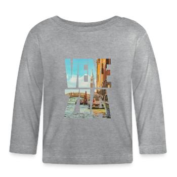 Venice Italy Illustration – Gondola and Canal Roma - Organic Baby Long Sleeve T-Shirt - heather grey - Front