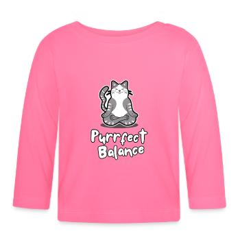 Purrfect Balance - Organic Baby Long Sleeve T-Shirt - azalea - Front
