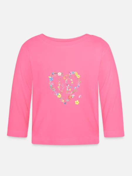 Blüten Herz und Liebe - Baby Bio-Langarmshirt - Azalea