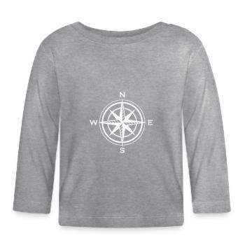Compass symbol wind rose cardinal direction - Organic Baby Long Sleeve T-Shirt - heather grey - Front