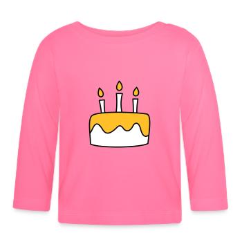 Geburtstagstorte dreifarbig - Baby Bio-Langarmshirt - Azalea - Vorne