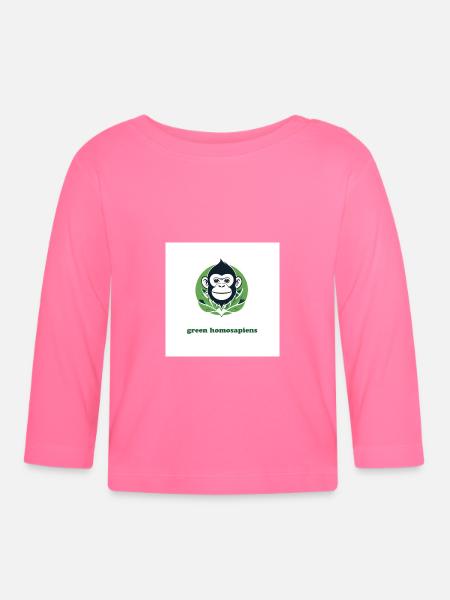 Der grüne Affe - Baby Bio-Langarmshirt - Azalea